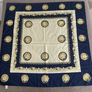 Roma Blue and cream scarf with face print